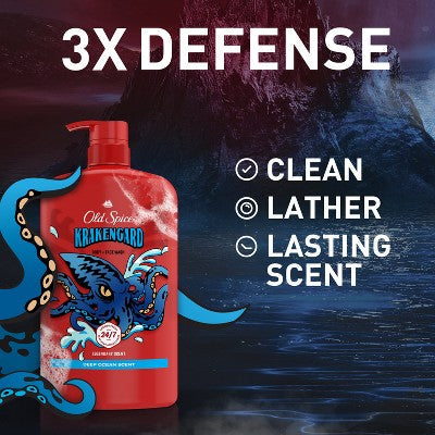 Old Spice Krakengard Body+Face Wash Deep Ocean Scent 33.4 fl