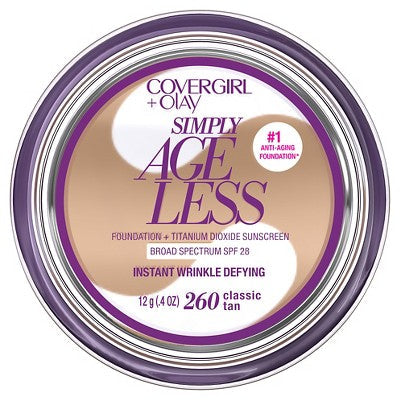COVERGIRL-+-Olay-Simply-Ageless-Wrinkle-Defying-Foundation-Compact-260-Classic-Tan-0.4oz-Imperfect-Container-Foundations-&-Concealers