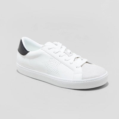 Open Box - Universal Thread Women's Low Top Faux Leather Lace-Up Sneakers Memory Foam Star