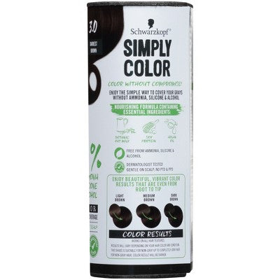 Schwarzkopf Simply Color Hair Color 3.0 Darkest Brown 5.7 fl oz