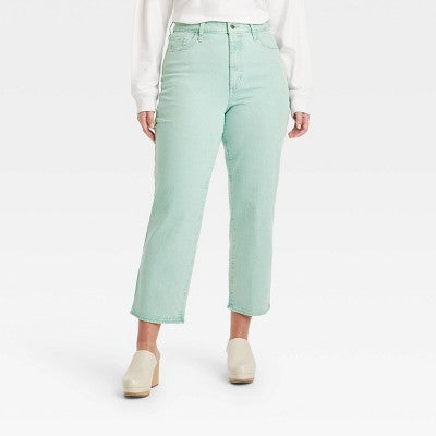 Women's High-Rise Straight Fit Cropped Jeans - Universal Thread Mint