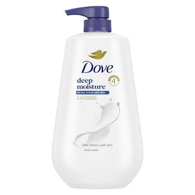 Dove Deep Moisture Body Wash Nourishes the Driest Skin 24hr Lotion-Soft Skin 30.6 fl oz - New
