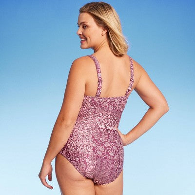 Women's Geo Print Keyhole Medium Coverage One Piece Swimsuit - Kona Sol Multi
