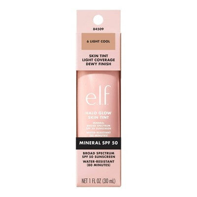 e.l.f. Halo Glow Skin Tint Foundation Mineral SPF 50 6 Light Cool 1 fl oz - Imperfect Box