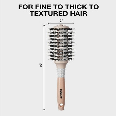 Conair Ceramic Wood Vented Boar Bristle Round Hair Brush Large Barrel