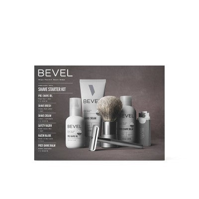 Bevel Men's Shave Kit Safety Razor and Brush with 40 Blades