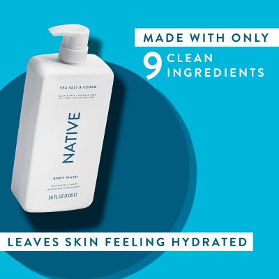 Native Body Wash Sea Salt & Cedar with Pump 36 fl oz
