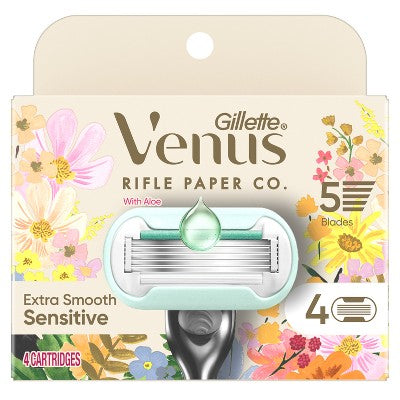 Rifle Paper Co. + Venus Deluxe Smooth Sensitive Razor Blade Refills 4ct