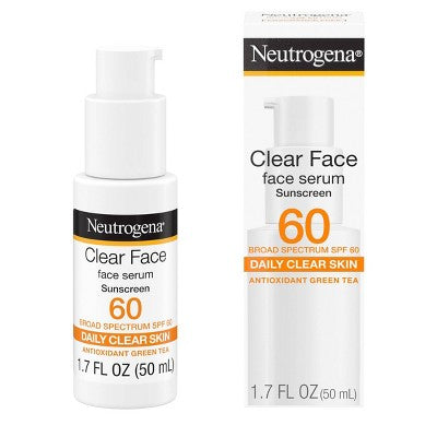 Neutrogena Clear Face Sunscreen Serum with Green Tea SPF 60+ 1.7 fl oz - Imperfect Box