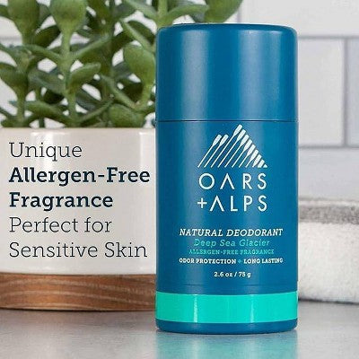 OARS + ALPS Men's Sensitive Roll-On Natural Deodorant Deep Sea Glacier 2.6oz