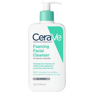 CeraVe Foaming Face Wash with Hyaluronic Acid and Niacinamide 12 fl oz - Imperfect Container