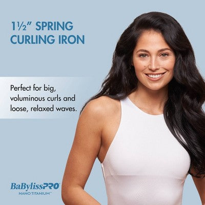 BaBylissPRO Nano Titanium 1.5" Spring Curling Iron Blue - Imperfect Box