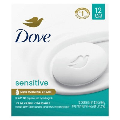 Dove Beauty Sensitive Skin Beauty Bar Soap 12pk/3.75oz each - Imperfect Box