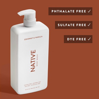 Native Sulfate Free Body Wash Coconut Vanilla 36 fl oz Imperfect Container