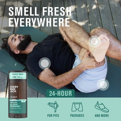 Every Man Jack All Over Solid Deodorant Coastal Surf 2.6oz - New