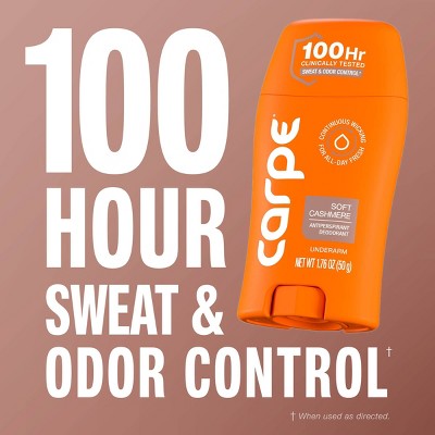 Carpe Women's 100H Sweat & Odor Control Deodorant Soft Cashmere 1.76oz - New