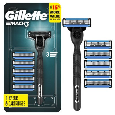 Gillette-Mach3-Value-Pack-Razor-Handle-+-6-Blade-Refills-Imperfect-Box-Razors-&-Razor-Blades