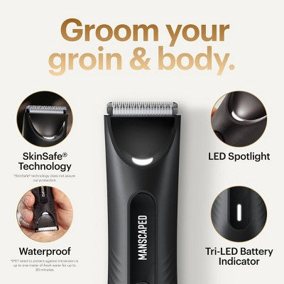 MANSCAPED The Lawn Mower 3.0 Plus Essentials Shaving Kit, SkinSafe Electric Groin and Body Hair Trimmer, Men's Grooming Gift Set - Imperfect Box