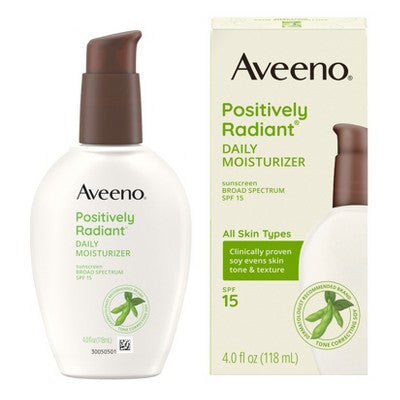Aveeno Positively Radiant Daily Face Moisturizer SPF 15 4oz Imperfect Box