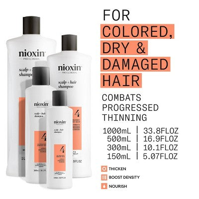 Nioxin System 4 Shampoo Cleanser 10.1 fl oz - New