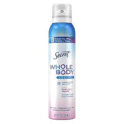 Secret Whole Body Deodorant Spray Lilac & Waterlily Aluminum-Free 3.5oz