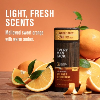 Every Man Jack All Over Solid Deodorant Fresh Citrus 2.6oz