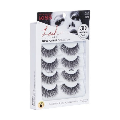 KISS Products Lash Couture 3D Push-Up False Eyelashes Babydoll 4ct
