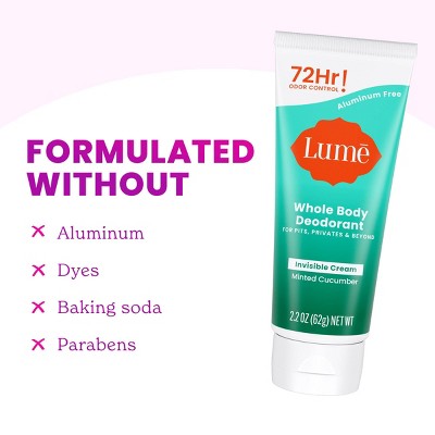 Lume Cream Deodorant Tube Minted Cucumber 2.2oz