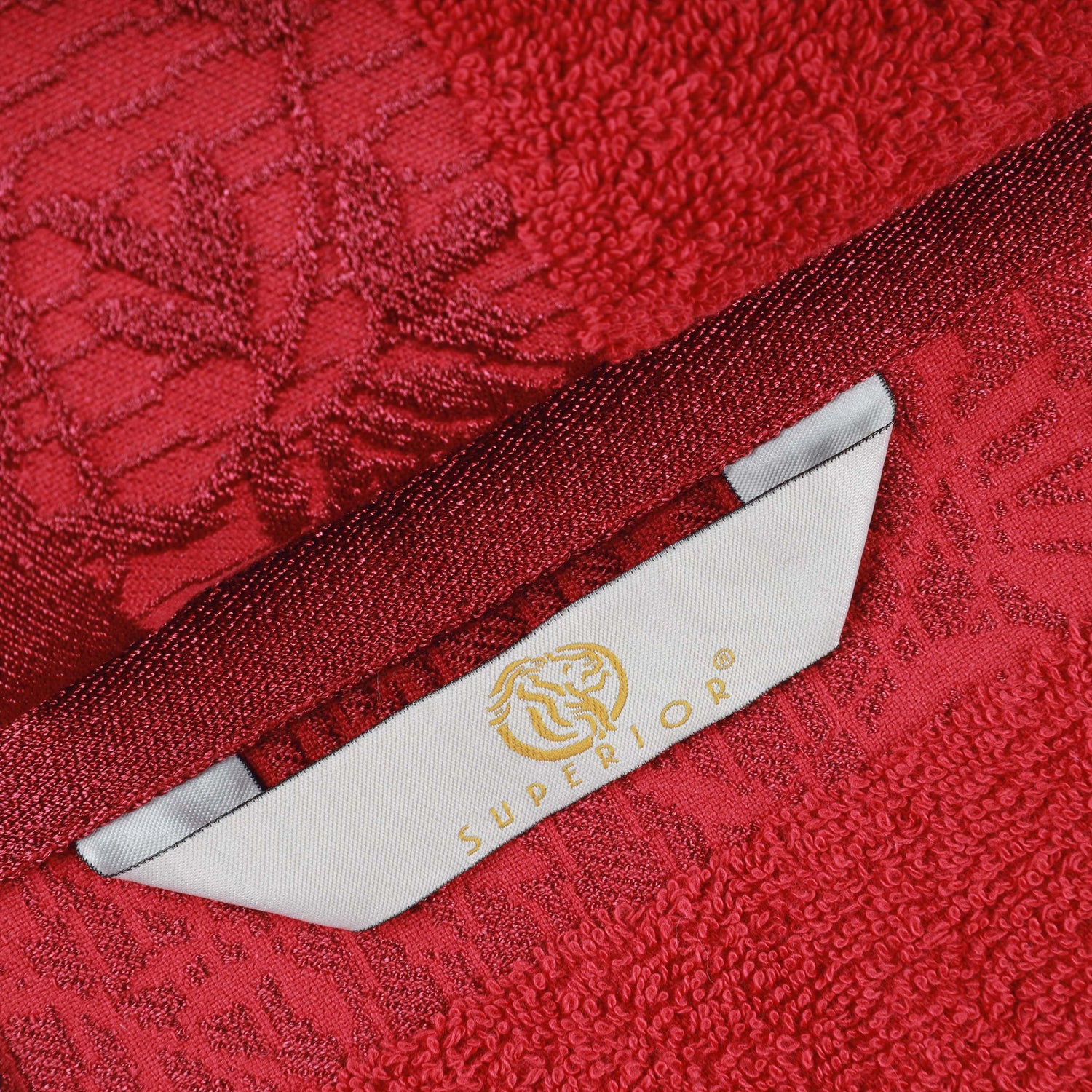 Cotton Floral Jacquard Border Bath Towel Set of 4 - Bath Towel by Superior Brand