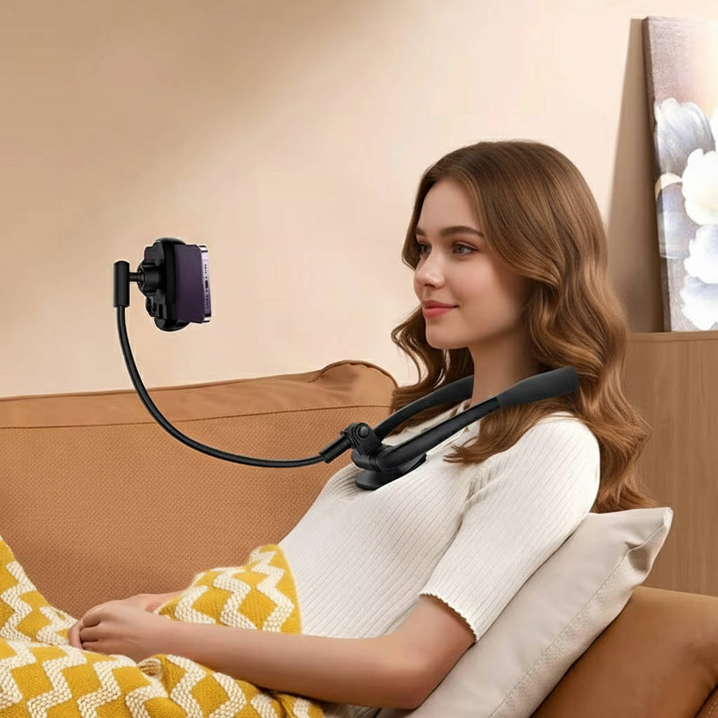 Hands-Free Neck Phone Holder Adjustable Flexible Mount for Bed & Desk