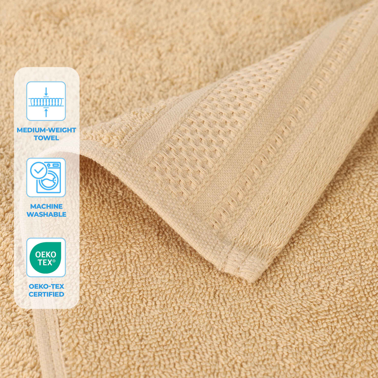 Honeycomb Textured Waffle Border Cotton Bath Towels, Set of 4 - Bath Towel by Superior Brand