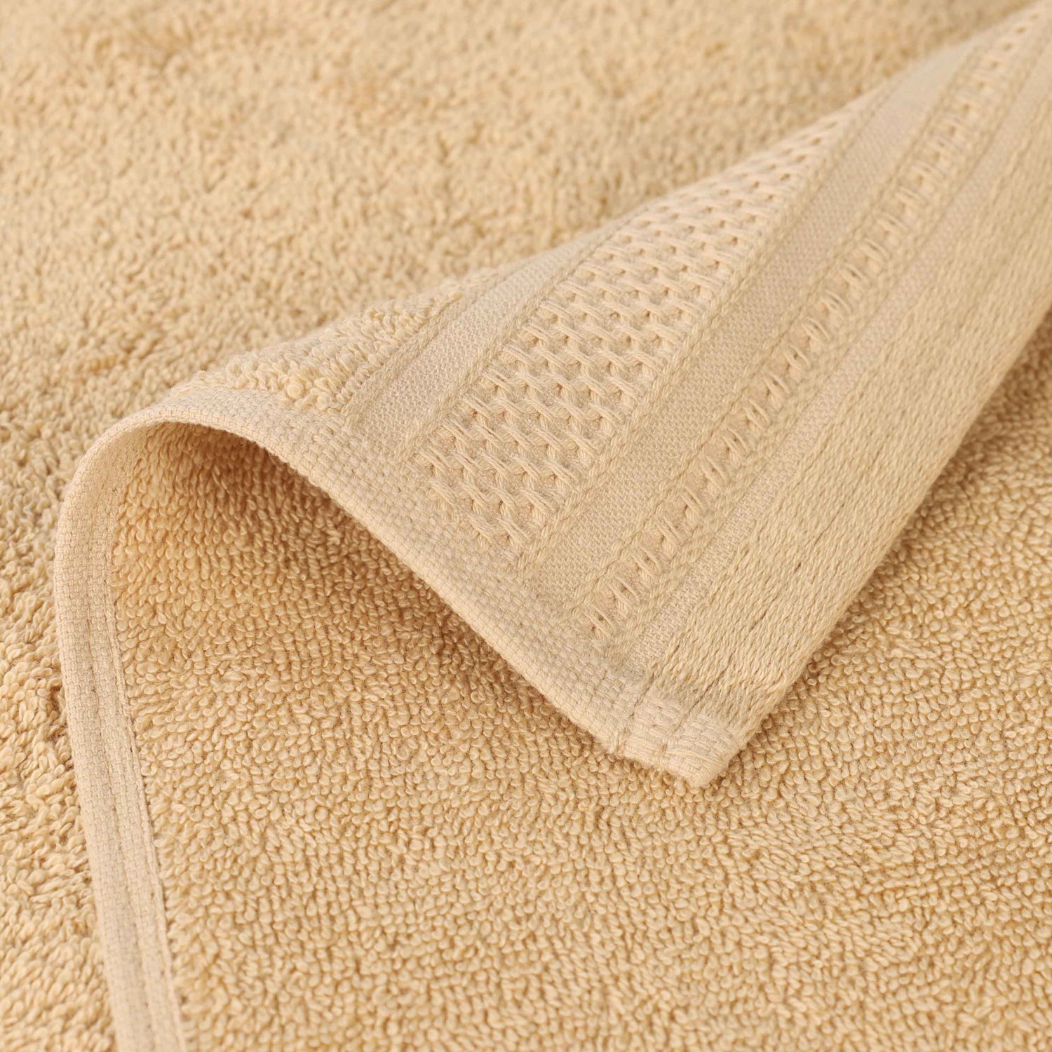 Honeycomb Textured Waffle Border Cotton Bath Towels, Set of 4 - Bath Towel by Superior Brand