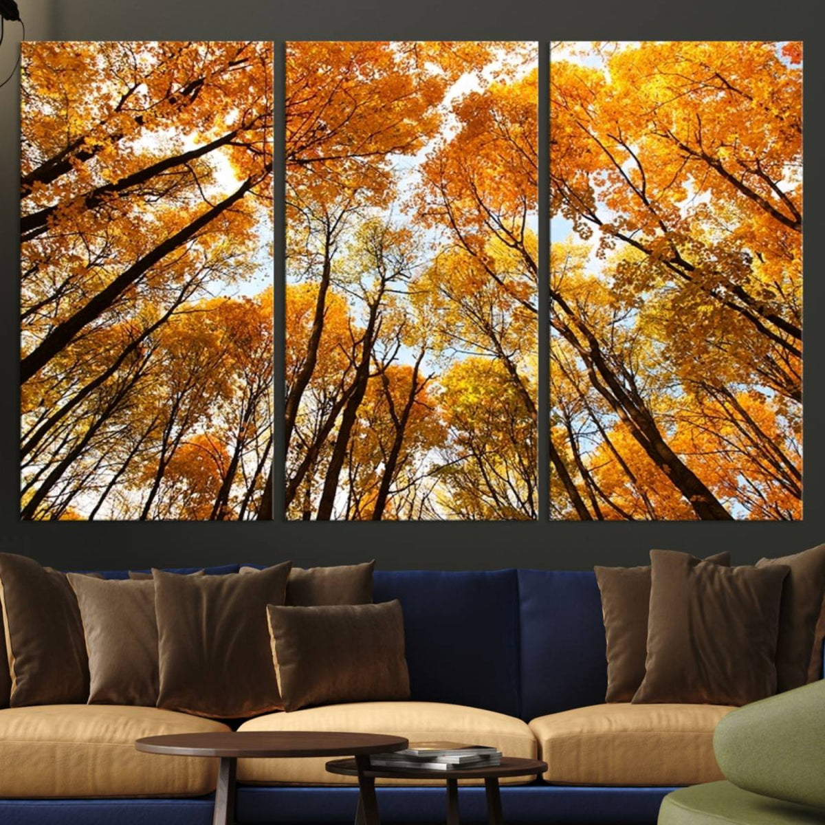 Golden Autumn Forest Wall Art Canvas Print – Framed Vibrant