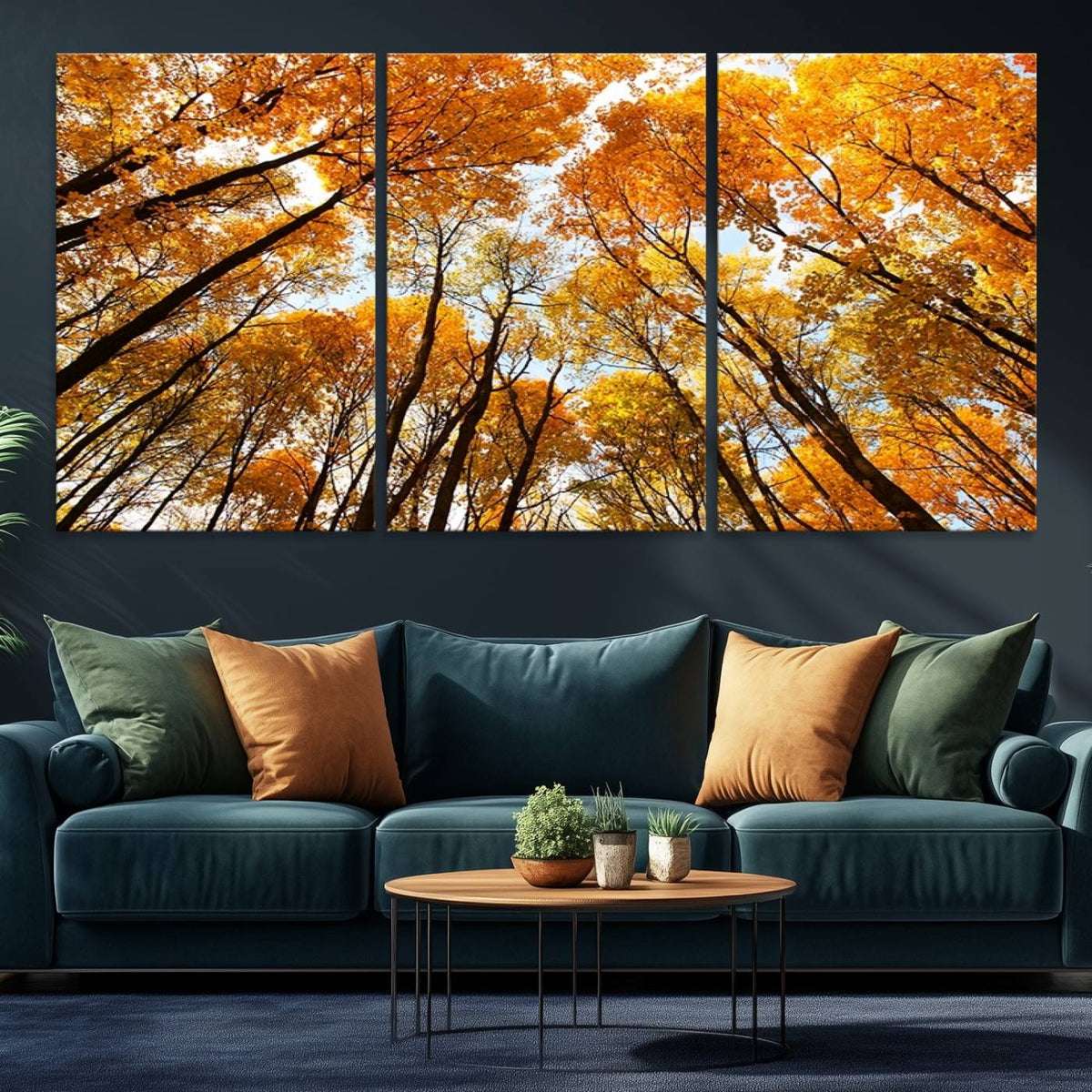 Golden Autumn Forest Wall Art Canvas Print – Framed Vibrant
