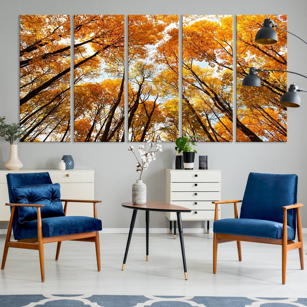 Golden Autumn Forest Wall Art Canvas Print – Framed Vibrant