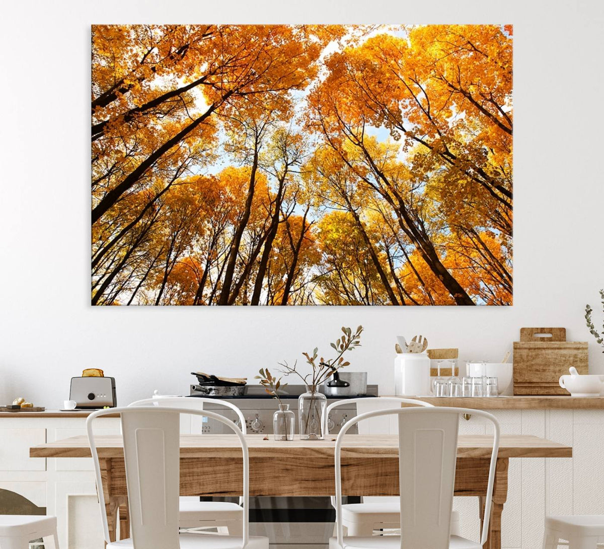 Golden Autumn Forest Wall Art Canvas Print – Framed Vibrant