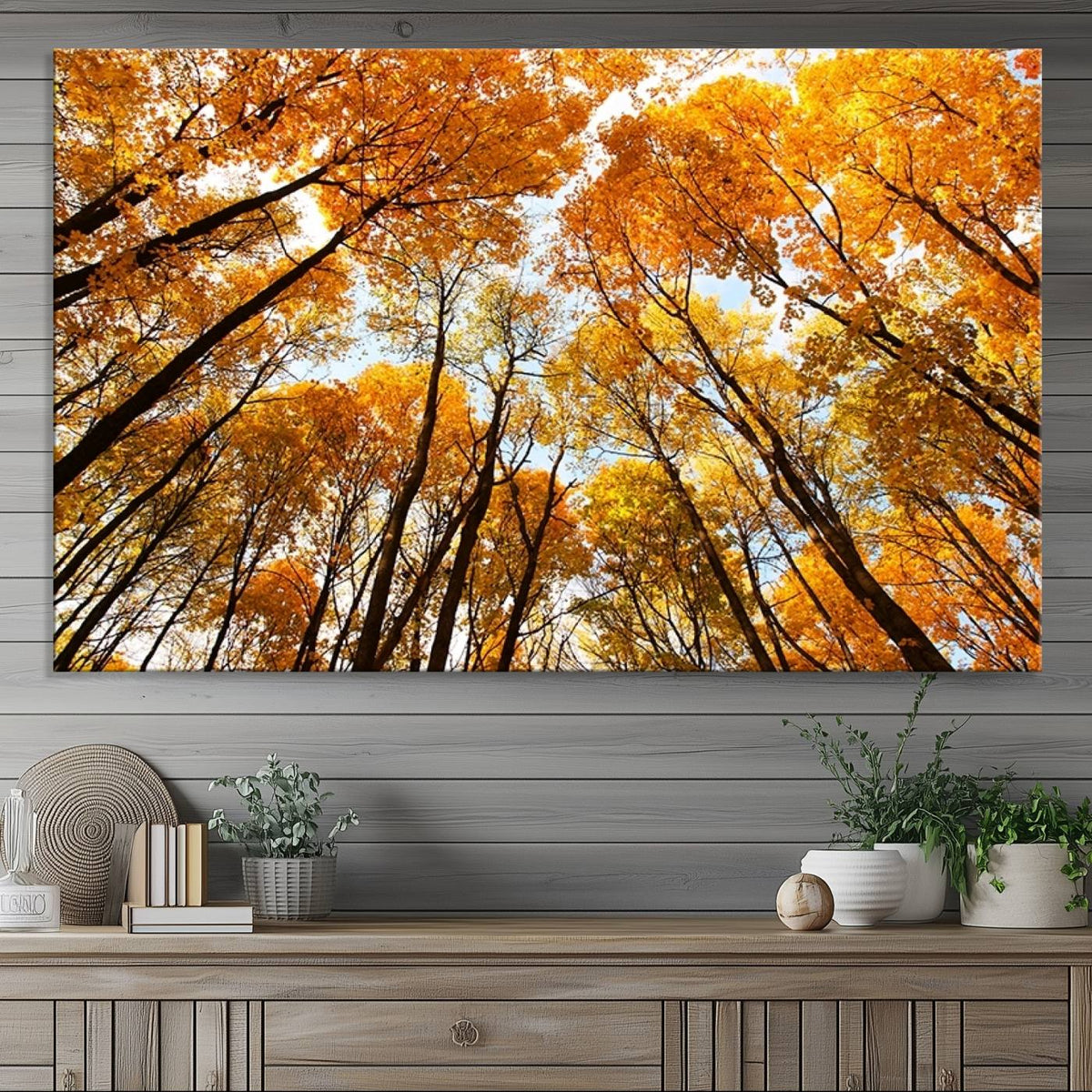 Golden Autumn Forest Wall Art Canvas Print – Framed Vibrant
