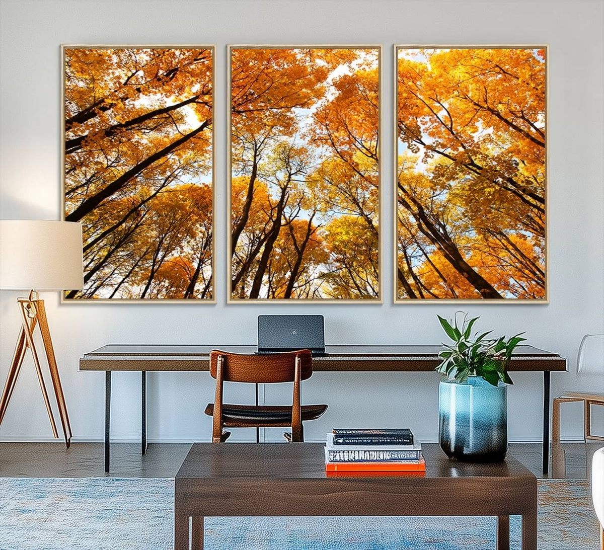 Golden Autumn Forest Wall Art Canvas Print – Framed Vibrant