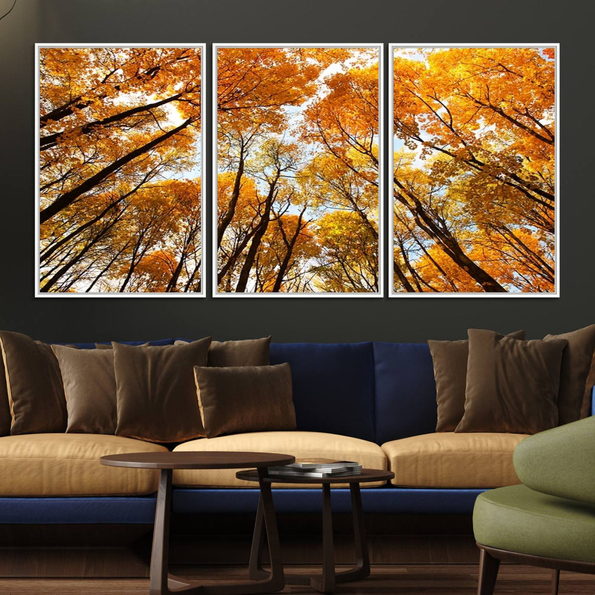 Golden Autumn Forest Wall Art Canvas Print – Framed Vibrant