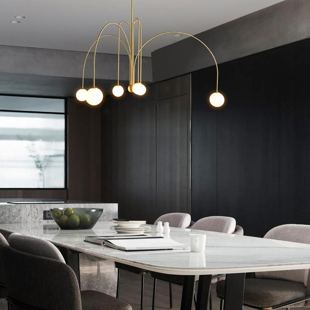 Globella | 6-Head Pendant Chandelier with Glass Globes, Adjustable Drop for Dining Rooms