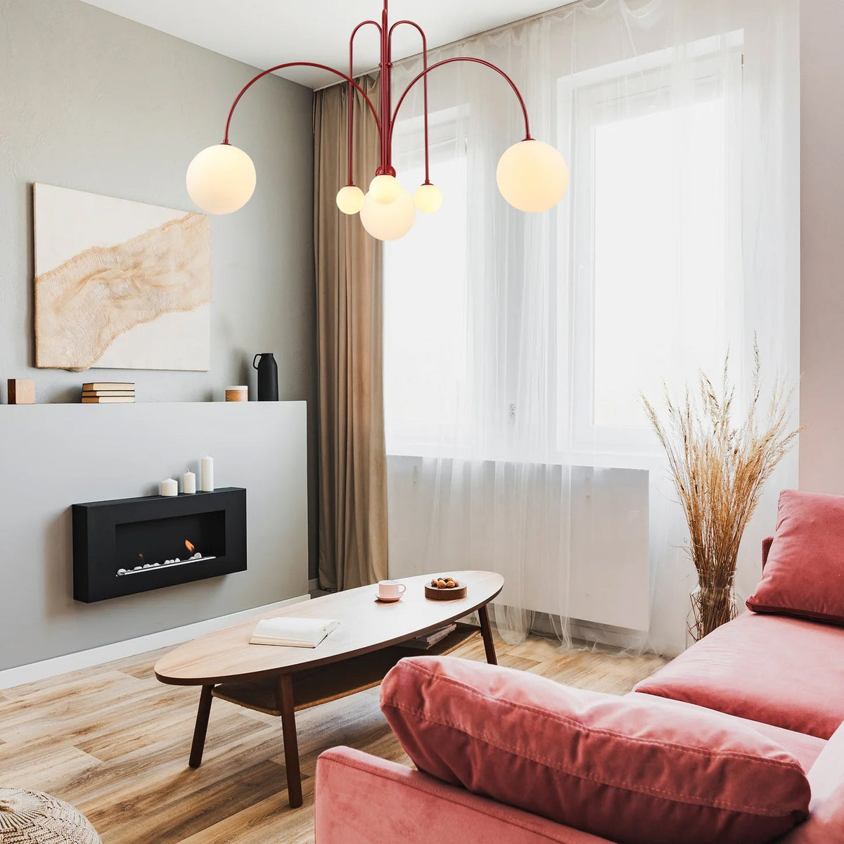 Globella | 6-Head Pendant Chandelier with Glass Globes, Adjustable Drop for Dining Rooms