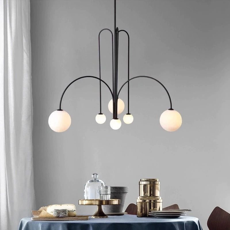 Globella | 6-Head Pendant Chandelier with Glass Globes, Adjustable Drop for Dining Rooms