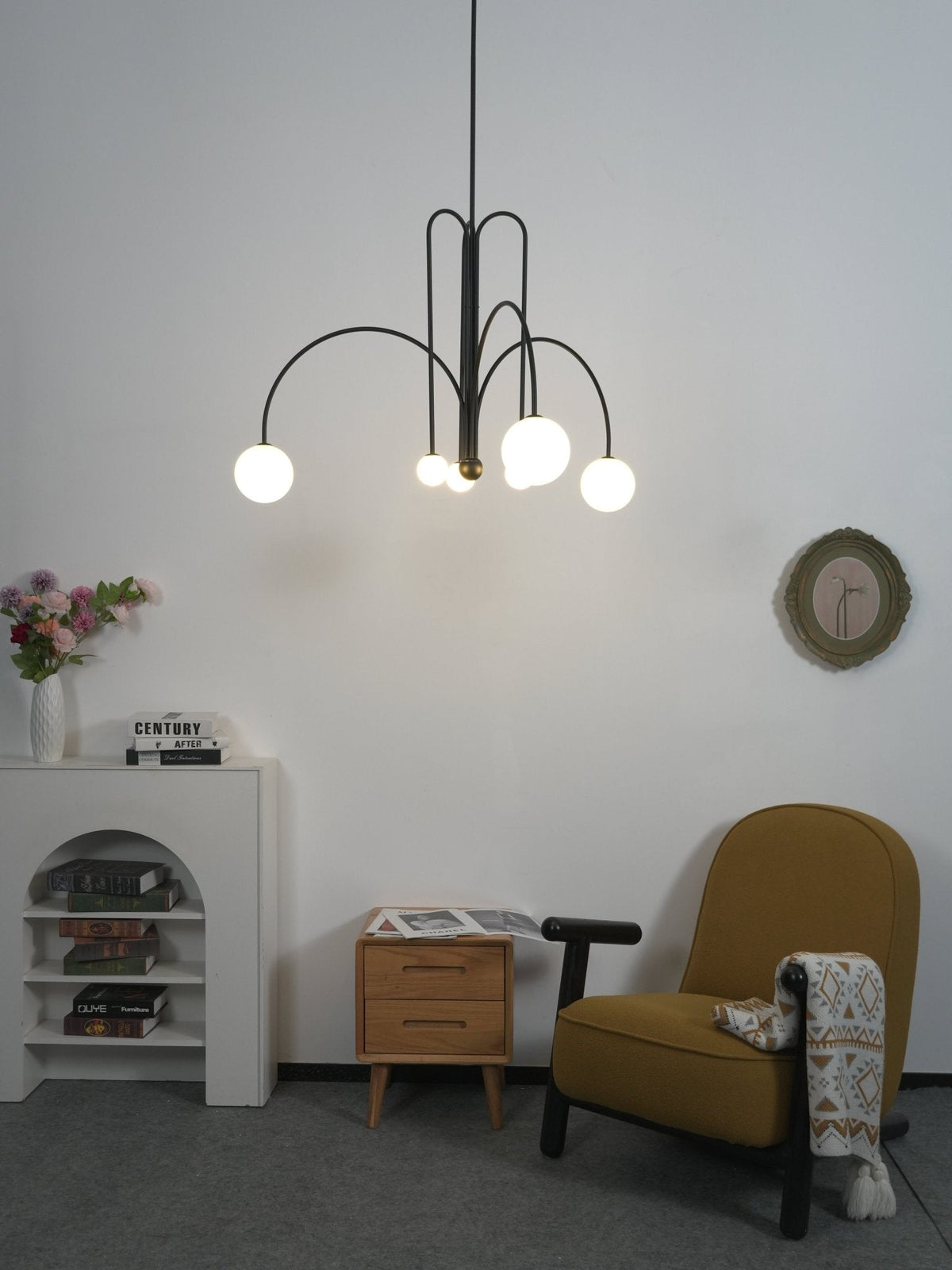 Globella | 6-Head Pendant Chandelier with Glass Globes, Adjustable Drop for Dining Rooms