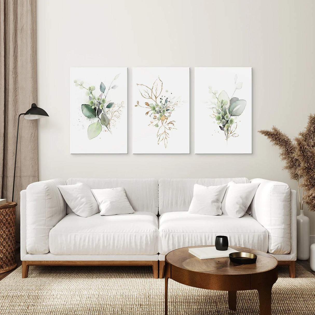Green Watercolor Botanical Herbal Wall Art Set of 3 Prints