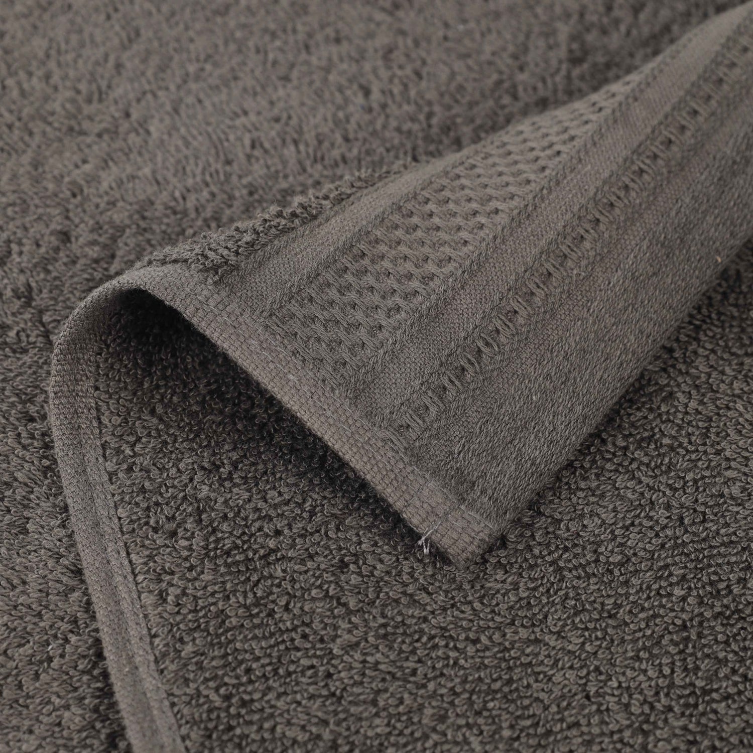 Honeycomb Textured Waffle Border Cotton Bath Towels, Set of 4 - Bath Towel by Superior Brand