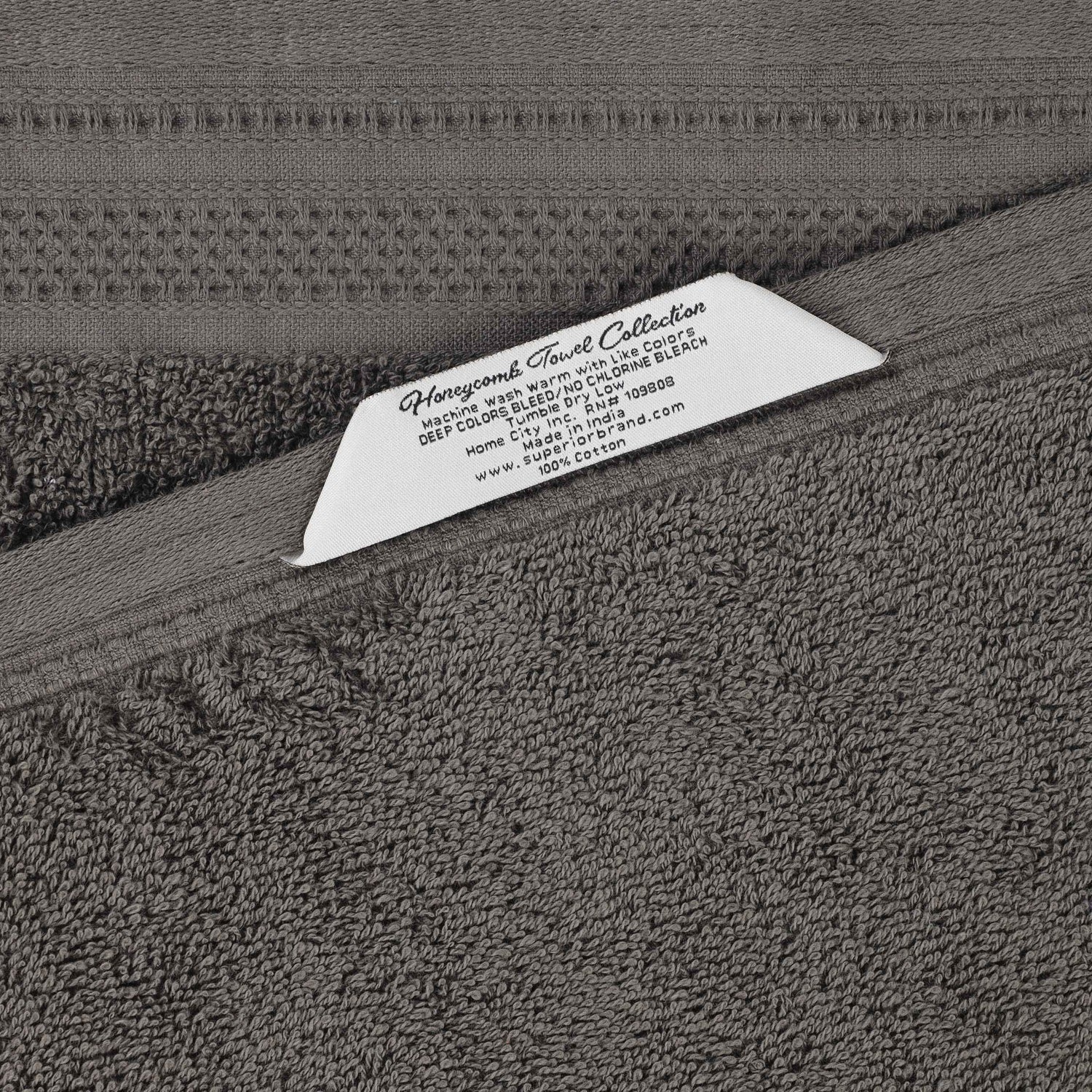 Honeycomb Textured Waffle Border Cotton Bath Towels, Set of 4 - Bath Towel by Superior Brand