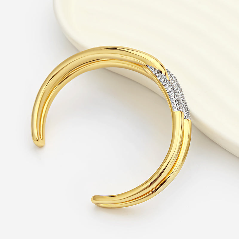 Twisted Knot Double-Layer Cuff Bracelet with Pavé Crystals