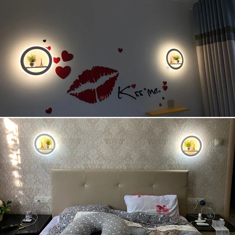 Dimmable LED Wall Light Remote Control Modern Bedroom Living Room AC90-220V