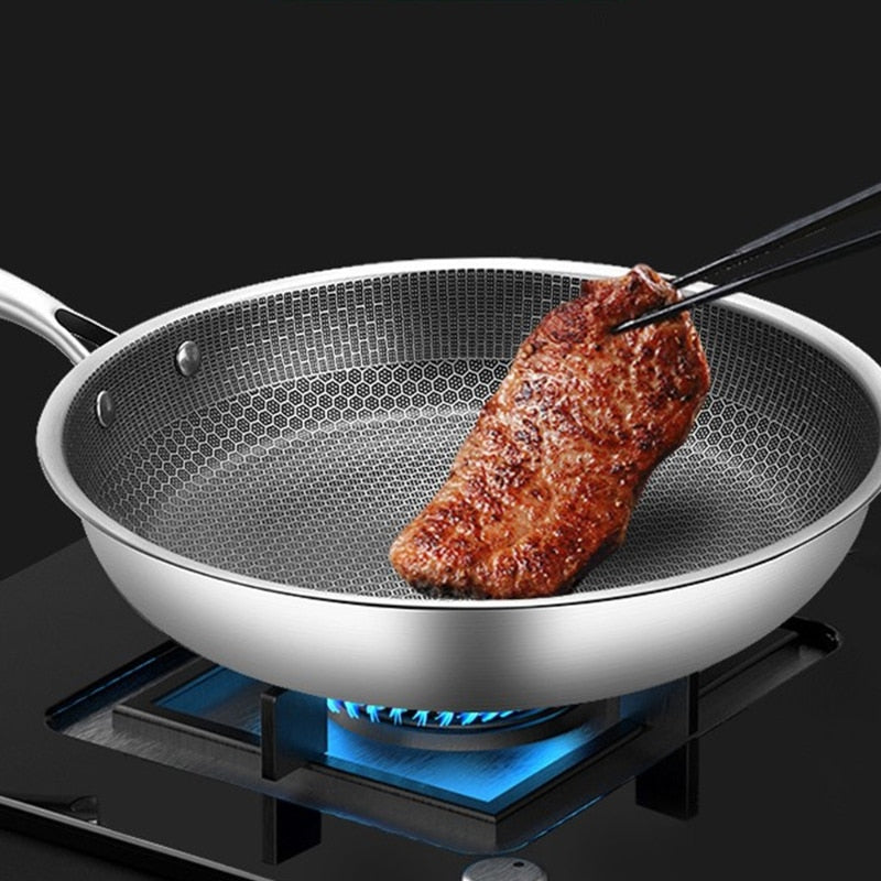 ChefSeries | Stainless Steel Frying Pan with Honeycomb Texture | Scratch-Resistant Non-Stick Coating for Even Cooking