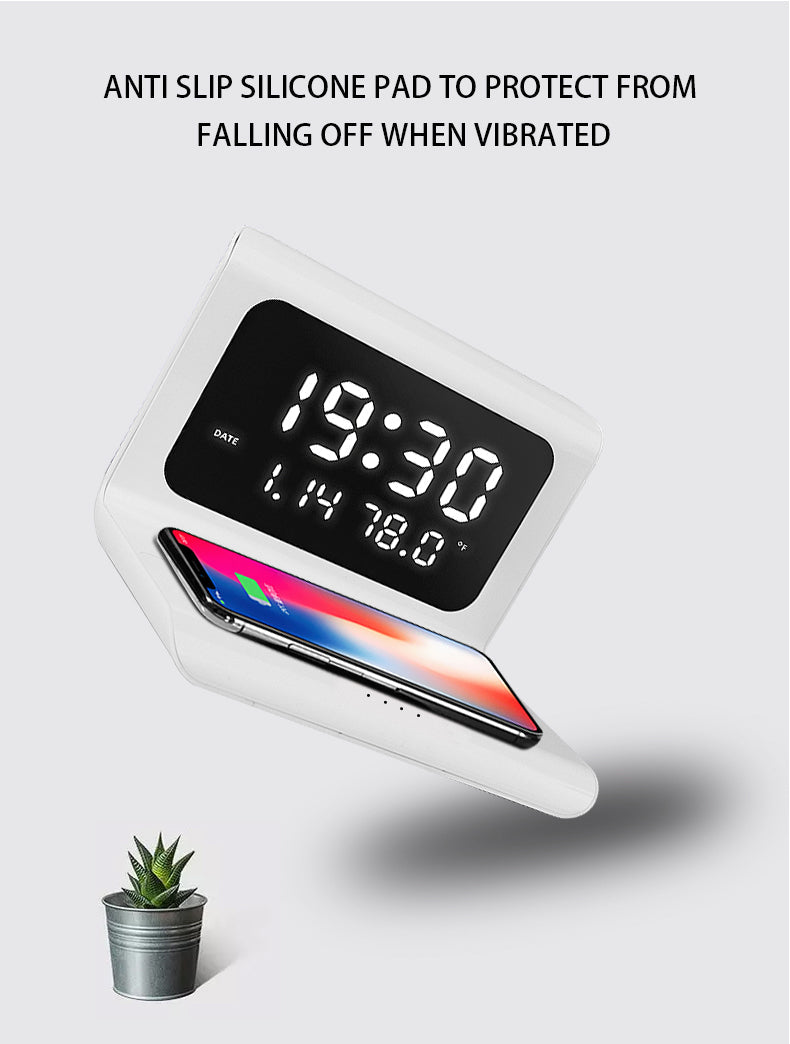 Alarm Clock with 10W Wireless Charging and LED Display